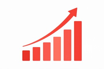 Red bar chart with increasing trend on white background