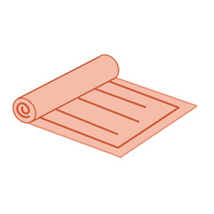 Hand-Drawn Orange Yoga Mat Illustration (Half-Rolled)