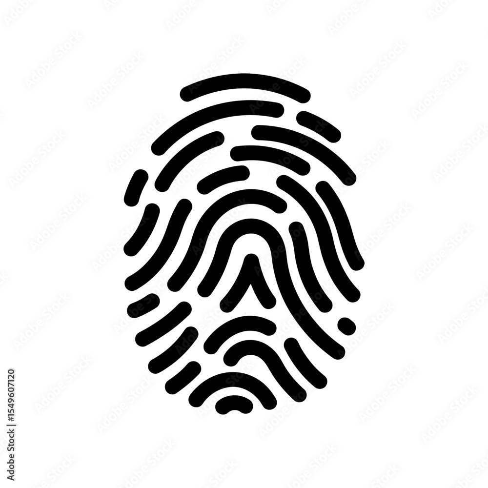 Poster fingerprint icon for biometric identity and security authentication a glyph symbol of a unique touch