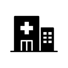 Obraz premium Hospital building icon for a medical healthcare center or clinic A glyph symbol representing an emergency health facility for patient treatment and care