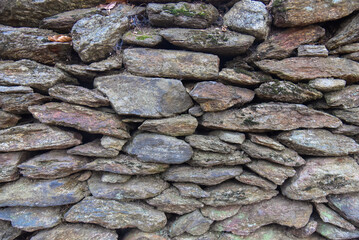 Close-Up of a Dry Stone Wall Made from Rough Stacked Rocks