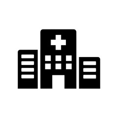 Obraz premium Hospital building icon for a medical center and healthcare facility A glyph symbol of an urban clinic structure for emergency patient care and treatment