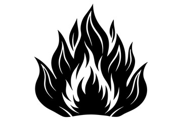 Silhouette Vector Art Illustration of Bold Black Fire Flame Icon