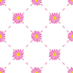 Seamless pattern pink flower with grid