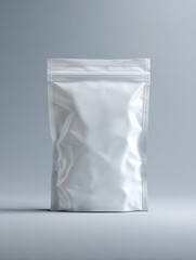 Obraz premium white zipper snack pouch isolated on white background