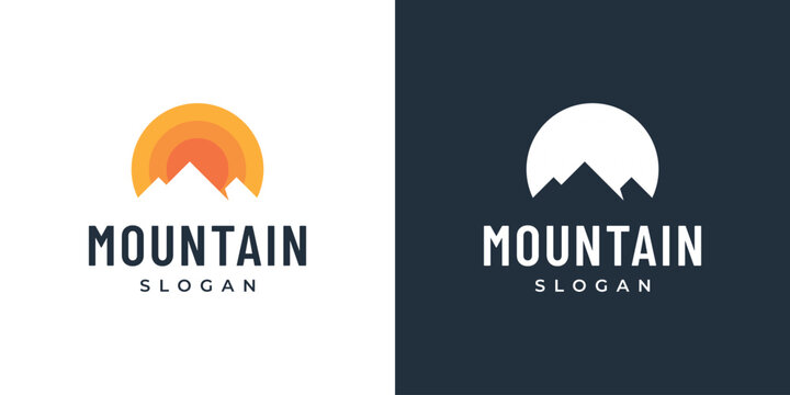 sun and mountain logo design
