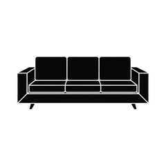 Black sofa silhouette with three cushions for living room design element