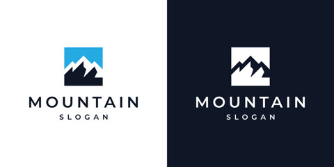 modern mountain square logo design