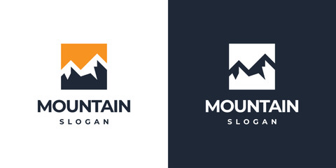 modern mountain square logo design