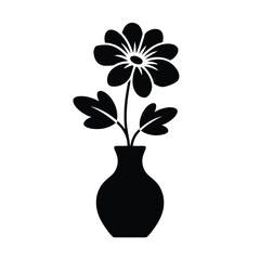 Elegant Black Flower in Vase Silhouette for Graphic Design Projects
