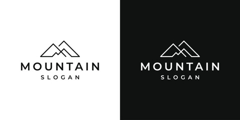 simple line art mountain logo design