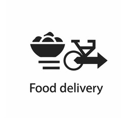 Food Delivery Logo - Fast Service Symbol with Spoon and Scooter Icon