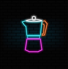 neon style. blender concept icon illustration. Steel retro coffee pot icon in flat style isolated vector illustration
