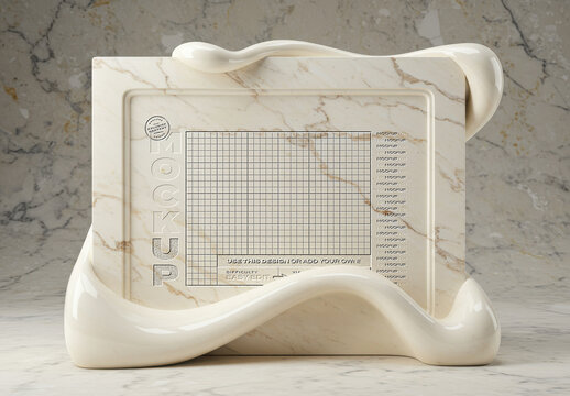 Marble Ornament Sculpture Photo Picture Frame Relieve Mockup