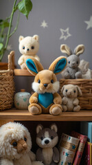 Adorable Collection of Plush Stuffed Animals Rabbits, Kittens, and Puppies