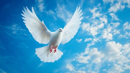 Fototapeta premium white dove on blue sky