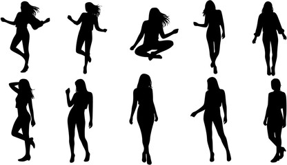 Fototapeta premium Beautiful woman vector silhouette. Beautiful girl body, fashion young sexy person lady illustration 