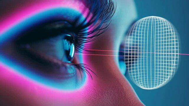 Advertising for laser vision correction with benefits highlighted and copy space. Laser vision correction concept