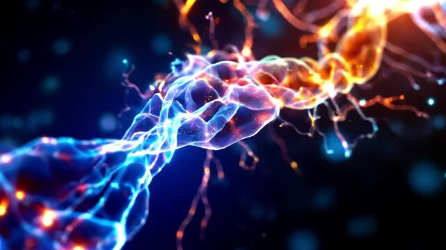 Abstract light and colorful energy glow in a futuristic fractal design, creating dynamic wave patterns 4k Animation video