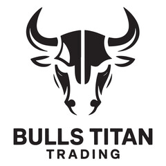 Stylized black bull head logo for bulls titan trading firm