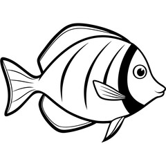 Minimalist Yellow Tang Line Art Illustration