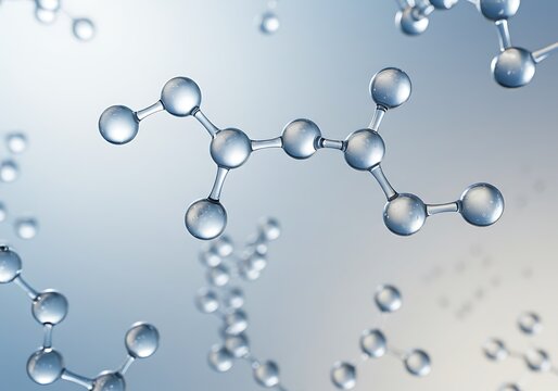 Molecular structure with atoms and bonds in a scientific background