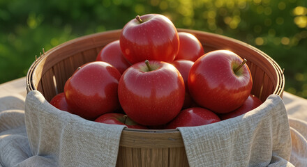 basket of apples in a natural environment, generative ai