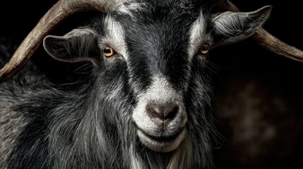 Fototapeta premium Close-up portrait of a goat with intense stare