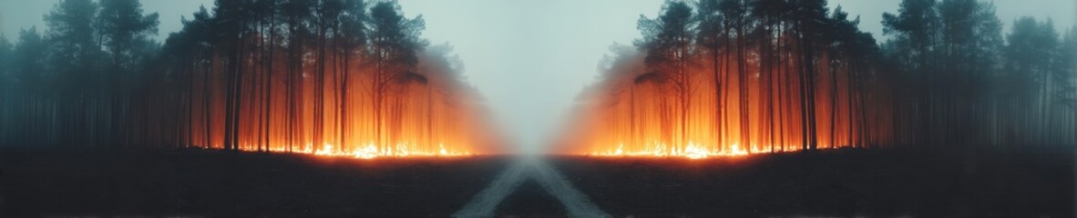 A forest with a road running through it