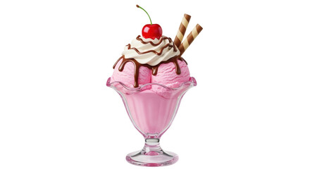 Isolated Strawberry Ice Cream Sundae