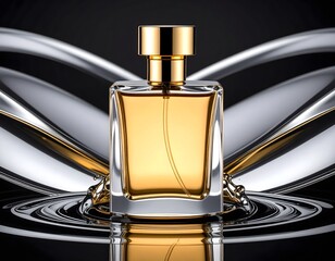 Elegant Perfume Bottle on Reflective Surface