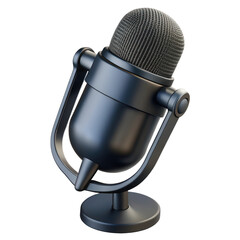 Dark Gray Studio Condenser Microphone on Stand Isolated on a transparent background image