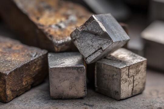 Close up of ferrotitanium Used as a ferroalloy for steel and alloy deoxidation and degassing
