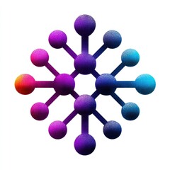 A dynamic connection logo with interlocking nodes and lines gradient purple symbolizing networking and communication isolated on white background