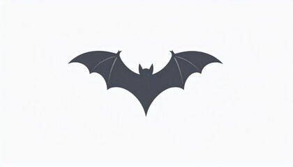 Fototapeta premium Sleek vampire bat silhouette stylized wings minimalist design dark gray on light background.