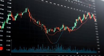 Stock market, Stock chart, Candlestick chart, Stock Market Chart on Computer Screen
