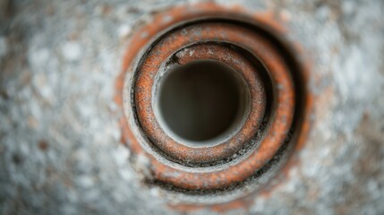 An artistic close-up view captures a textured metal spiral with captivating light play, symbolizing the beauty found in industrial details and abstract forms.