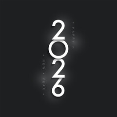 2026 Happy New Year Greeting Card Design with Black Background.
