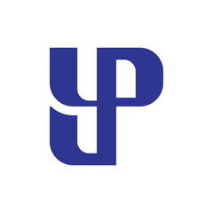 Obraz premium Minimalist Blue YP Logo Design Featuring Intertwined Letters