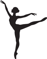 Obraz premium Graceful Ballet Dancer Silhouette Performing Grand Battement