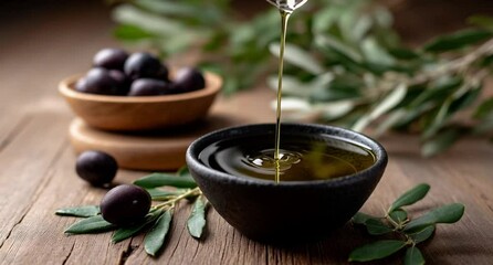 Always High-quality olive oil representing health, Mediterranean tradition, and natural flavor. Perfect for culinary branding, healthy lifestyle visuals, food advertising, and organic product design.
