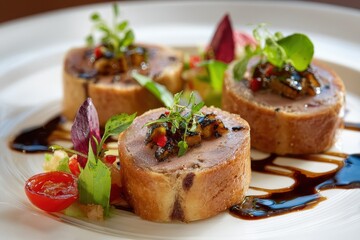 Starter foie gras served on dish