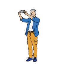 Man Taking a Selfie with Smartphone
