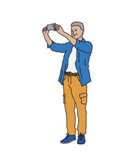 Man Taking a Selfie with Smartphone