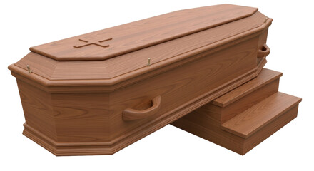 Isolated wood coffin