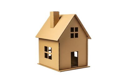 Cardboard house, Model house, House model, Cardboard House Model on White Background