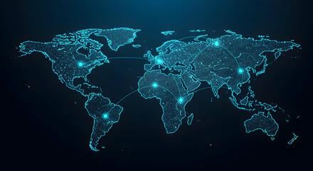 Global Network Connections World Map Digital Technology Business Communication Internet Data