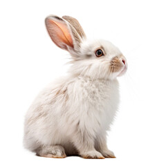 Obraz premium Cute white bunny with fluffy fur, isolated on transparent background