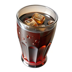 a glass of cola with ice and gas