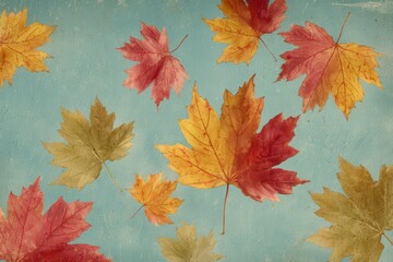 vintage backdrop with maple leaves